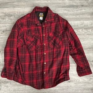 Victory Rugged Wear Red/Black Plaid Snap up Jacket Sz XL
